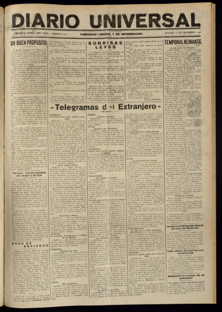 Miniatura de Diario Universal del 2 de diciembre de 1930