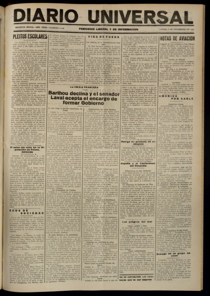 Miniatura de Diario Universal del 8 de diciembre de 1930