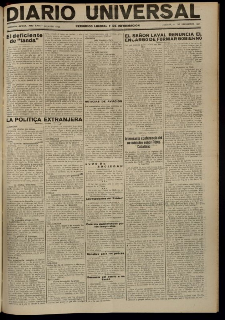 Miniatura de Diario Universal del 11 de diciembre de 1930
