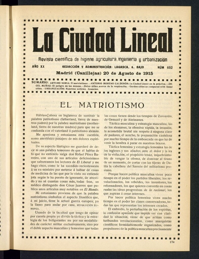 Miniatura de La Ciudad Lineal : órgano oficial de la Compañía Madrileña de Urbanización del 20 de agosto de 1915