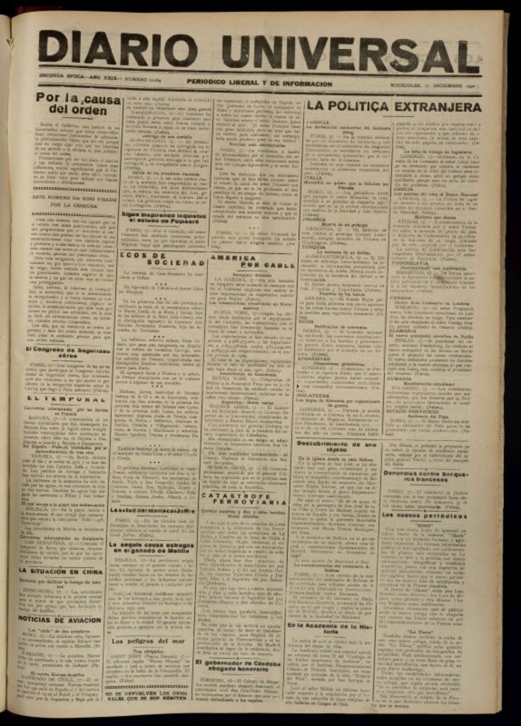 Miniatura de Diario Universal del 17 de diciembre de 1930