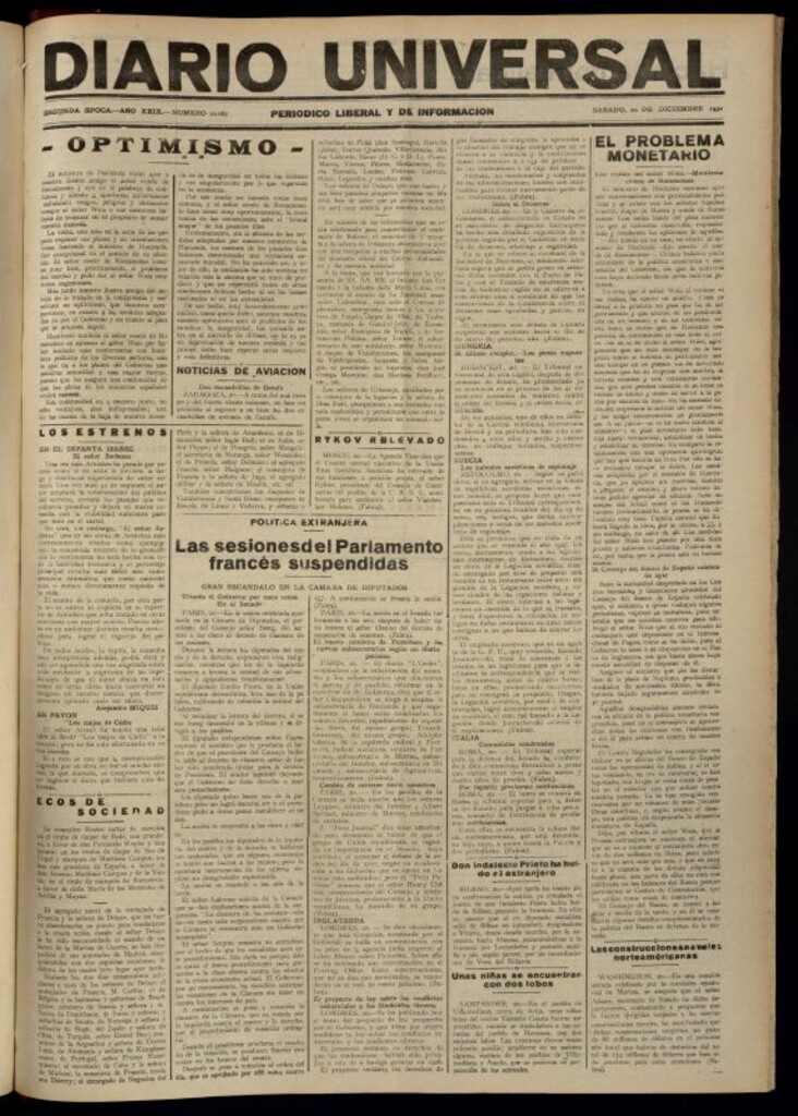 Miniatura de Diario Universal del 20 de diciembre de 1930
