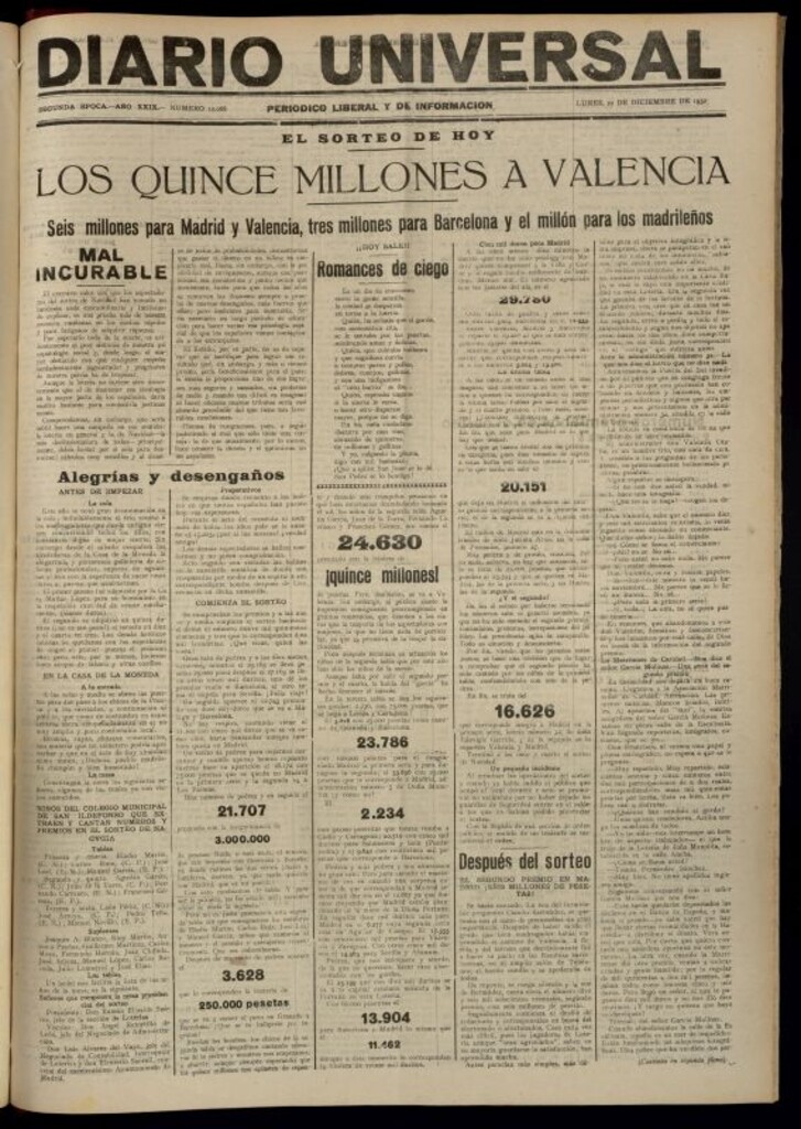 Miniatura de Diario Universal del 22 de diciembre de 1930