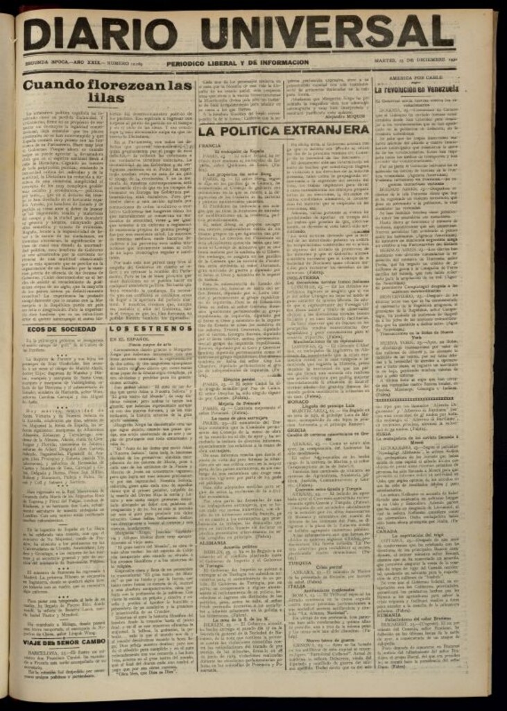 Miniatura de Diario Universal del 23 de diciembre de 1930