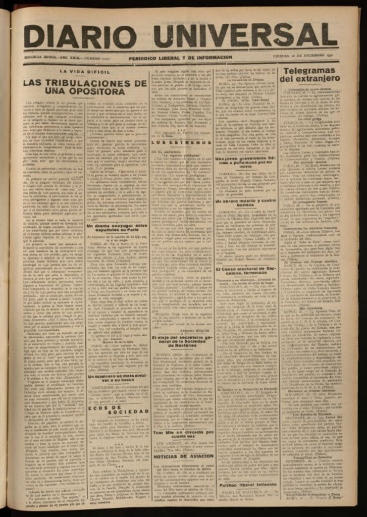 Miniatura de Diario Universal del 26 de diciembre de 1930
