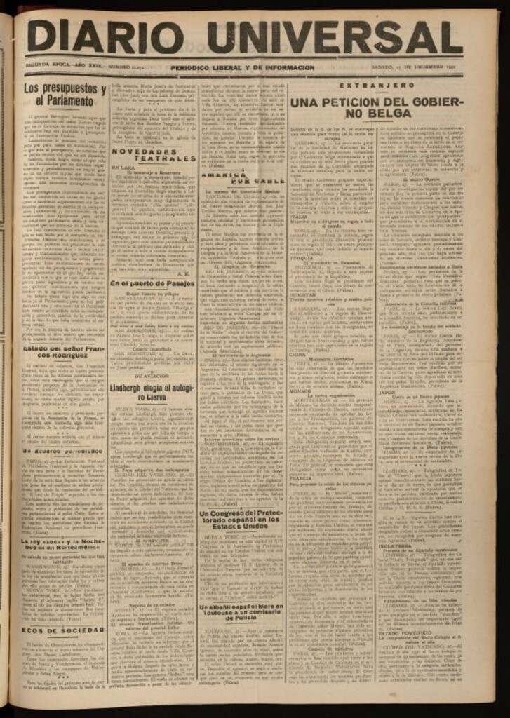 Miniatura de Diario Universal del 27 de diciembre de 1930