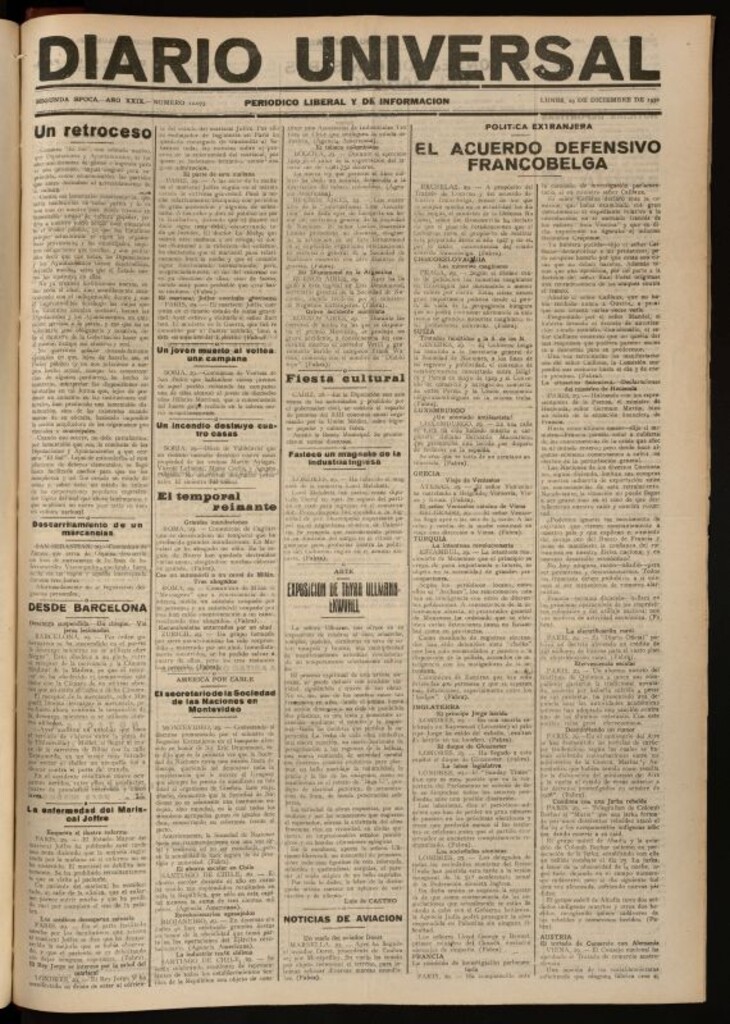 Miniatura de Diario Universal del 29 de diciembre de 1930