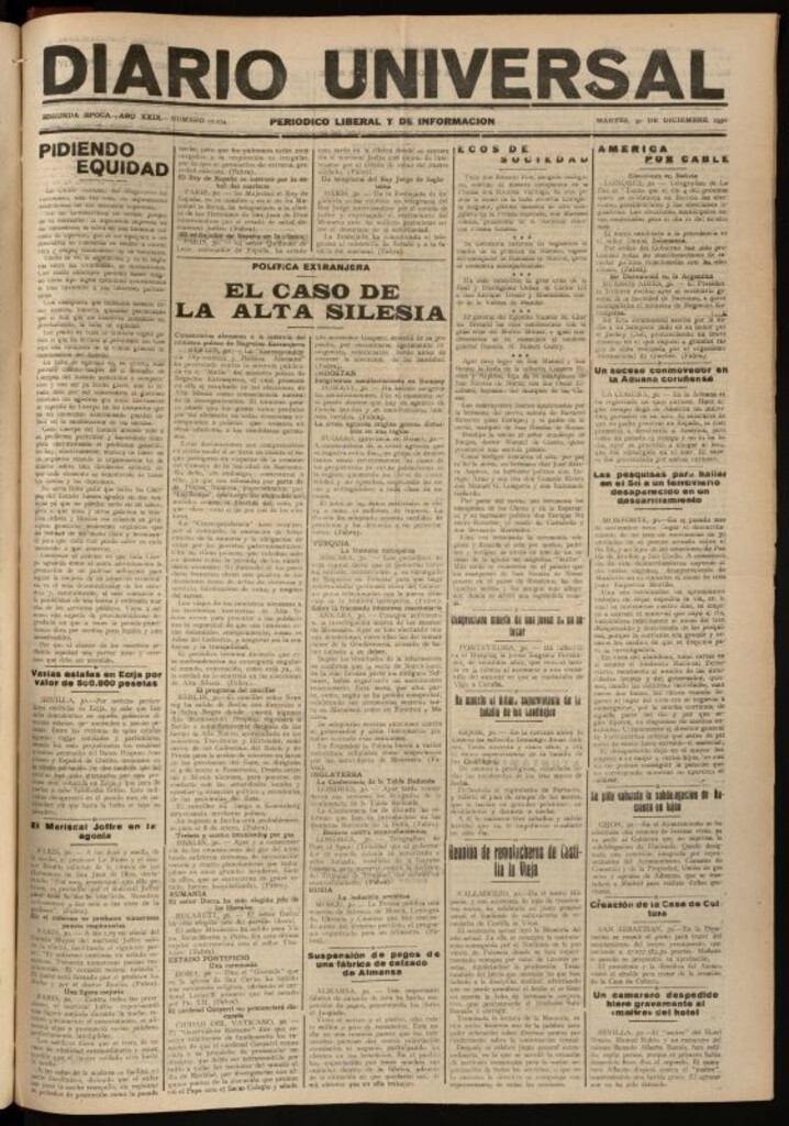 Miniatura de Diario Universal del 30 de diciembre de 1930