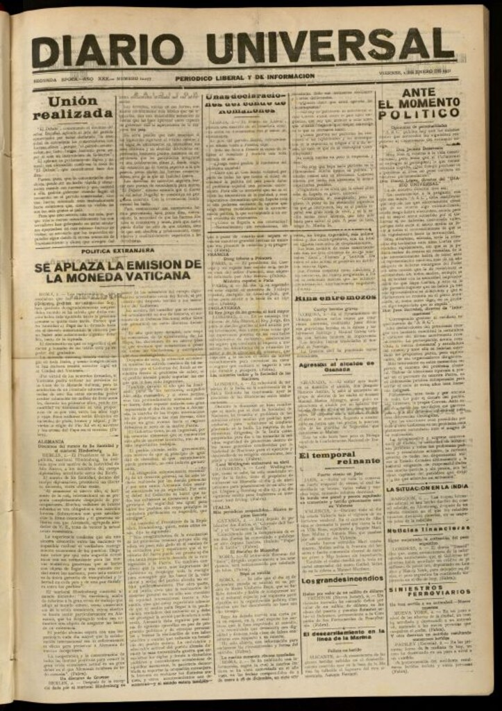Miniatura de Diario Universal del 2 de enero de 1931