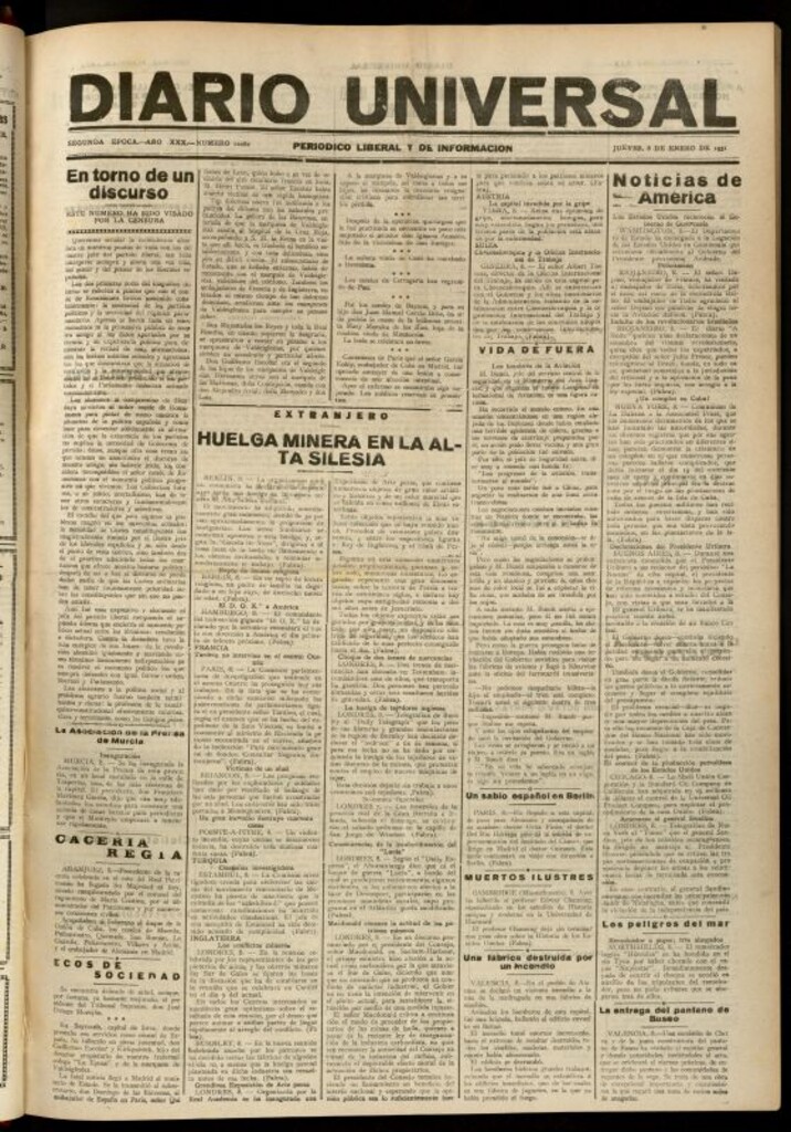 Miniatura de Diario Universal del 8 de enero de 1931