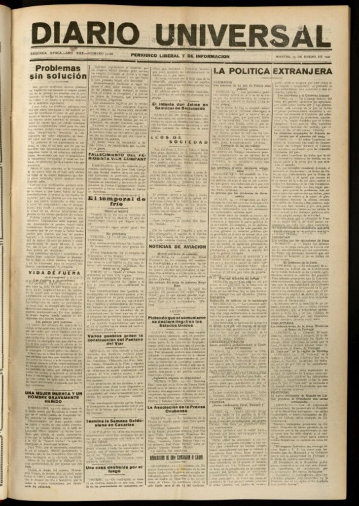 Miniatura de Diario Universal del 13 de enero de 1931