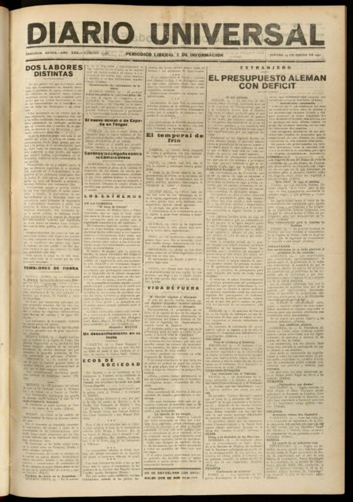 Miniatura de Diario Universal del 15 de enero de 1931