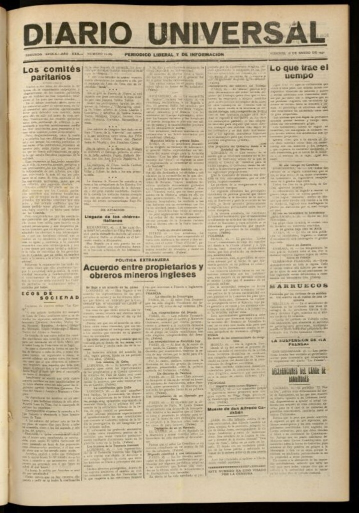 Miniatura de Diario Universal del 16 de enero de 1931