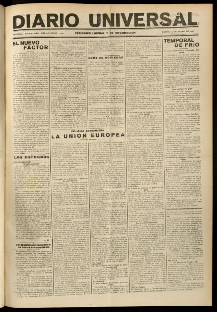Miniatura de Diario Universal del 19 de enero de 1931