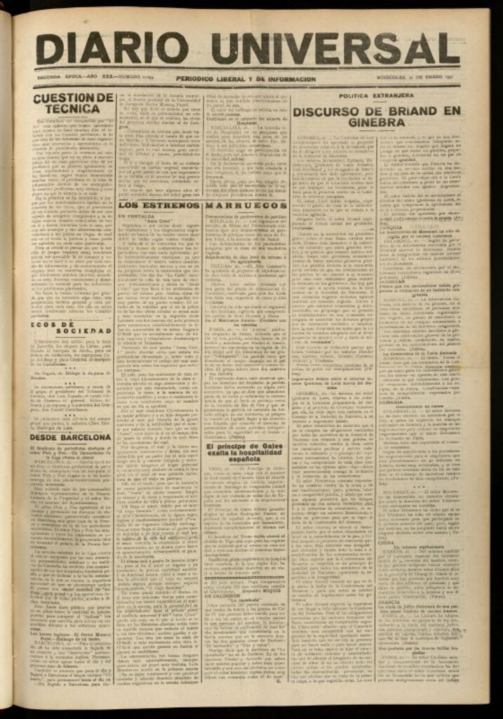 Miniatura de Diario Universal del 21 de enero de 1931