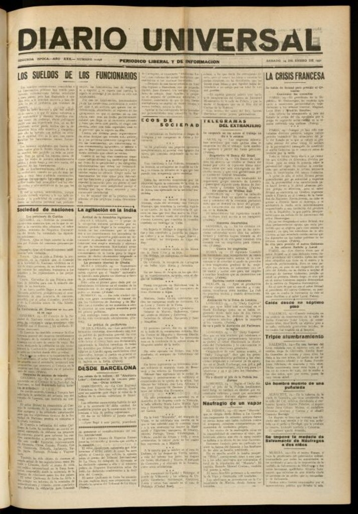 Miniatura de Diario Universal del 24 de enero de 1931