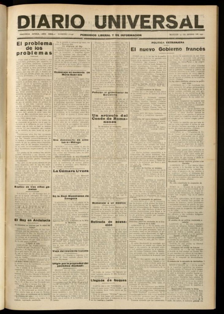Miniatura de Diario Universal del 27 de enero de 1931