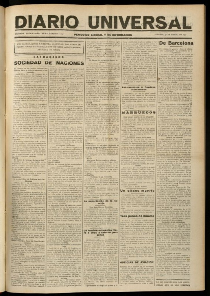 Miniatura de Diario Universal del 30 de enero de 1931