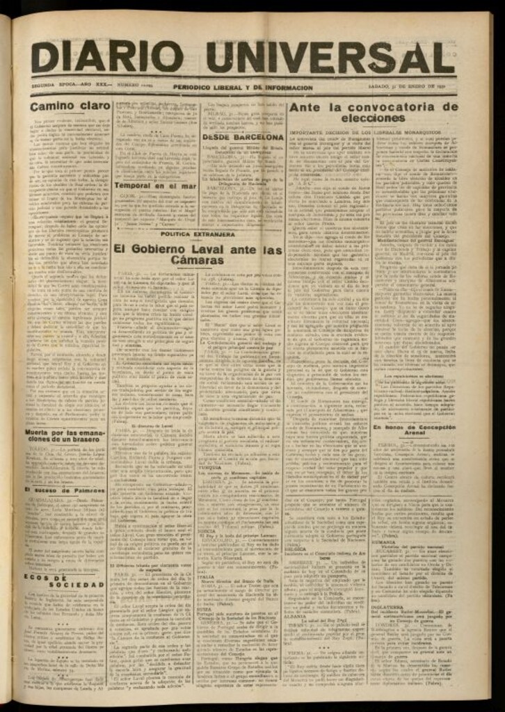 Miniatura de Diario Universal del 31 de enero de 1931
