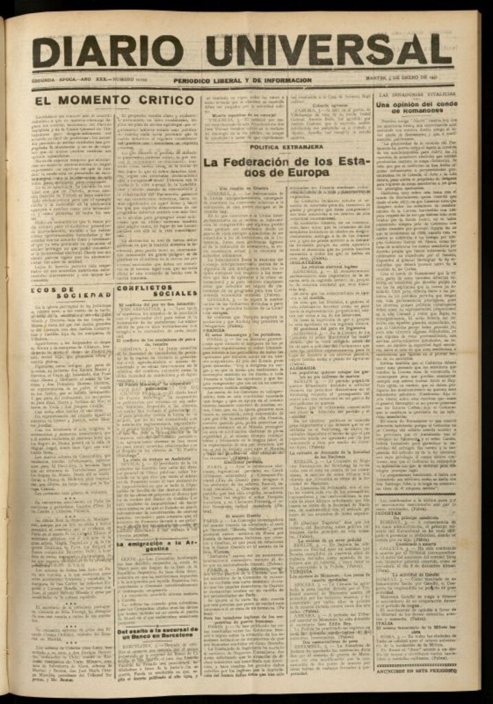 Miniatura de Diario Universal del 3 de febrero de 1931