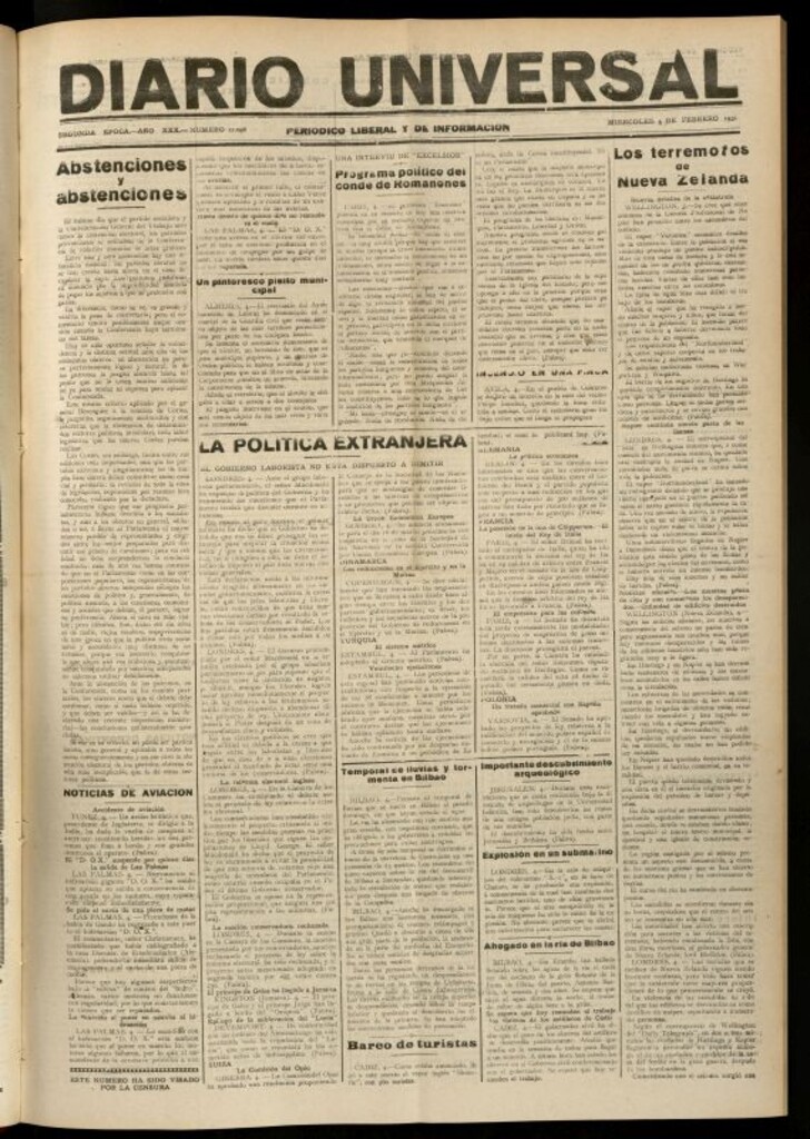 Miniatura de Diario Universal del 4 de febrero de 1931