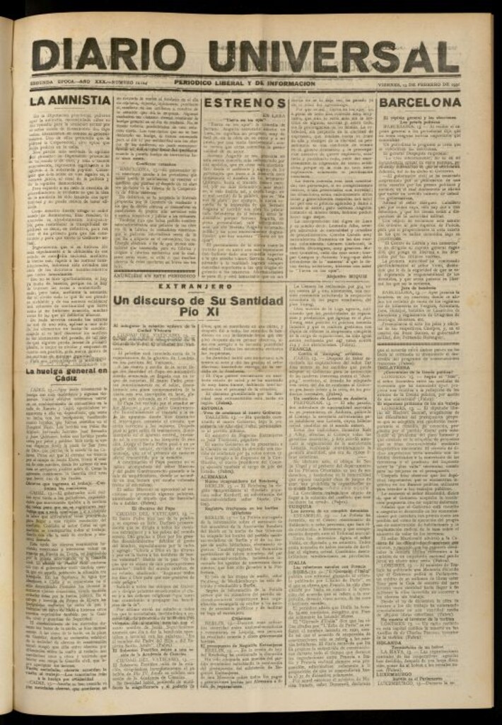 Miniatura de Diario Universal del 13 de febrero de 1931