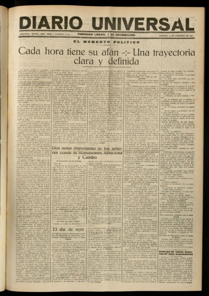 Miniatura de Diario Universal del 14 de febrero de 1931