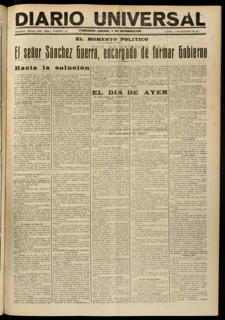 Miniatura de Diario Universal del 16 de febrero de 1931