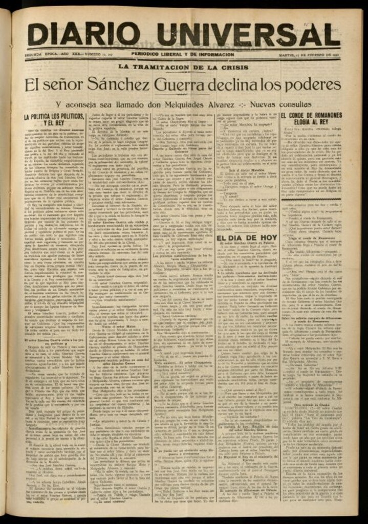 Miniatura de Diario Universal del 17 de febrero de 1931