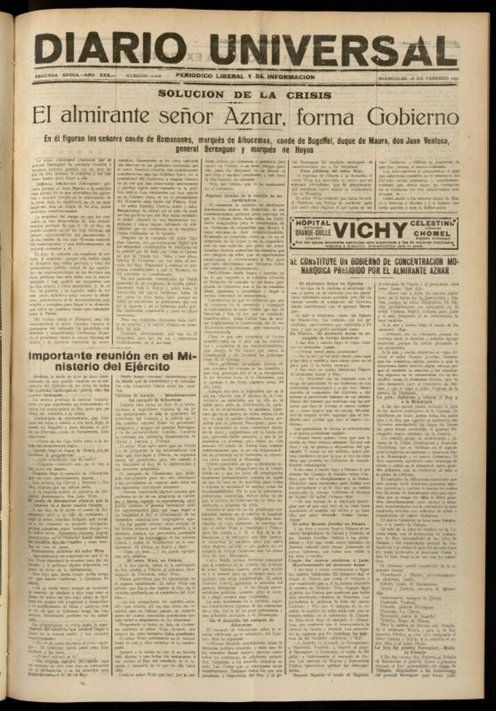 Miniatura de Diario Universal del 18 de febrero de 1931