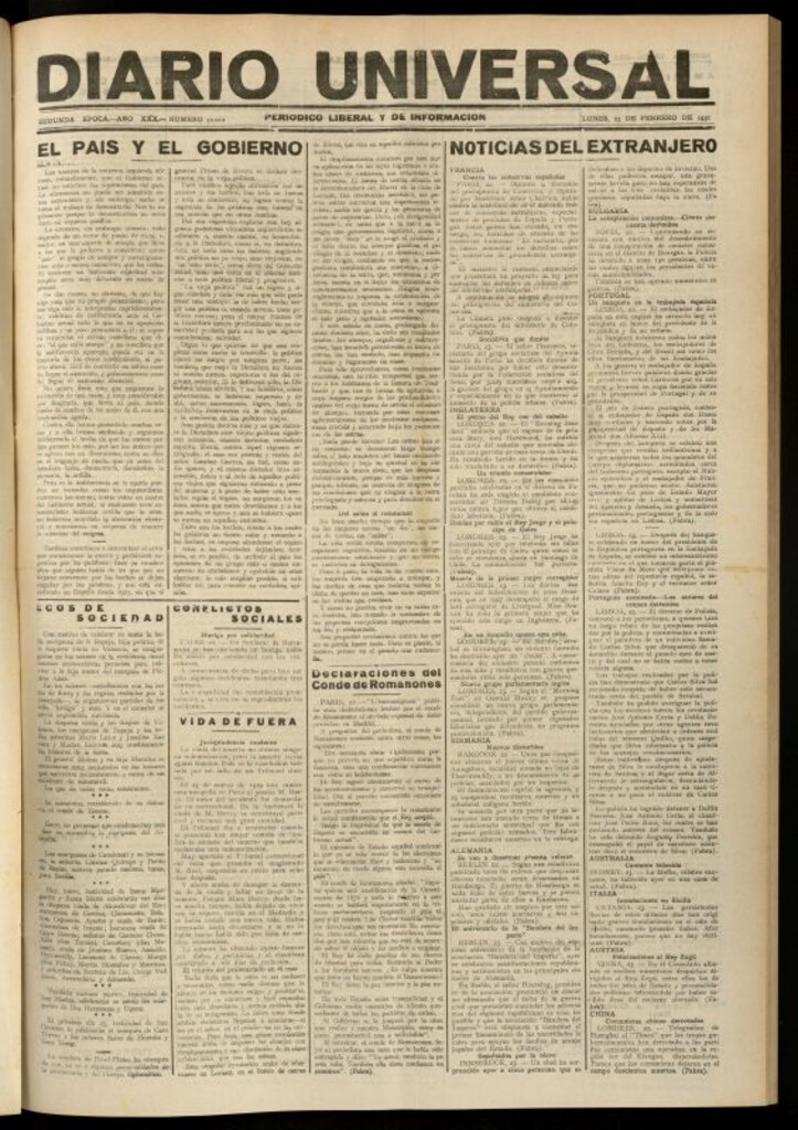 Miniatura de Diario Universal del 23 de febrero de 1931