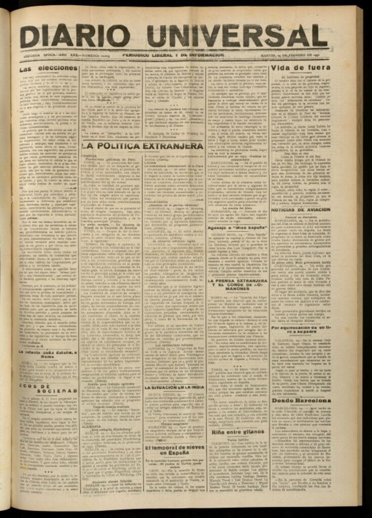 Miniatura de Diario Universal del 24 de febrero de 1931