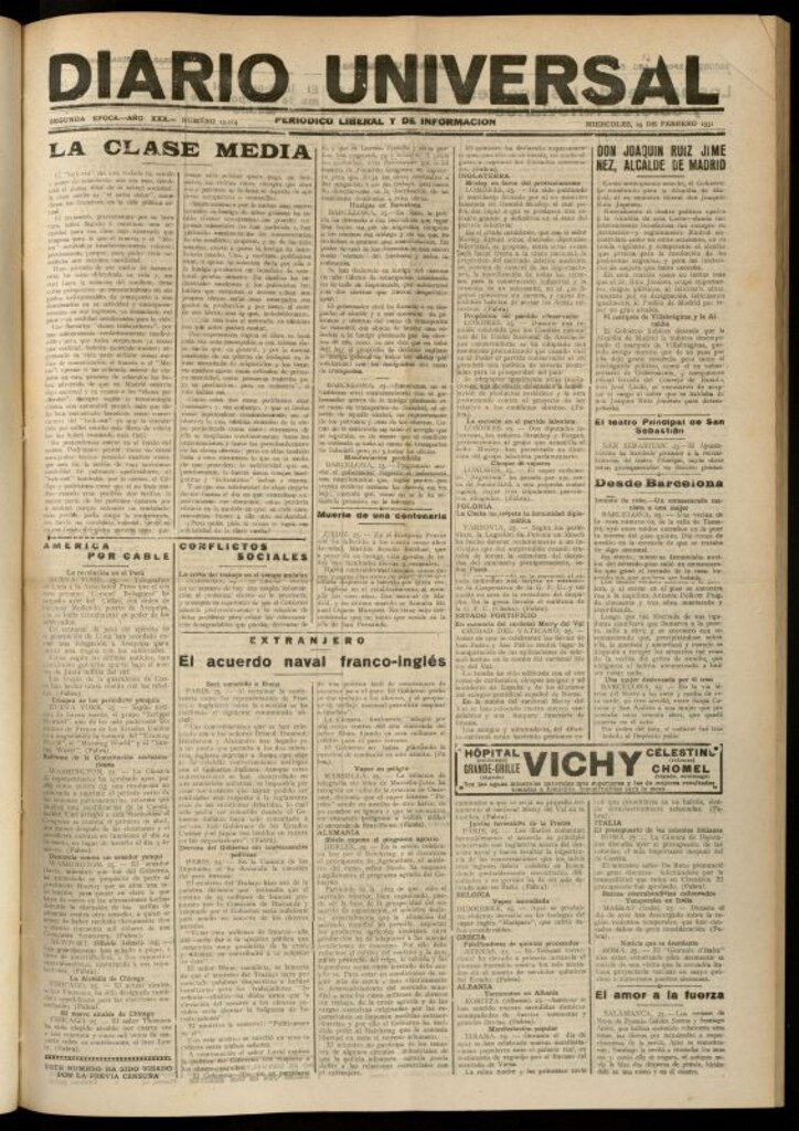 Miniatura de Diario Universal del 25 de febrero de 1931