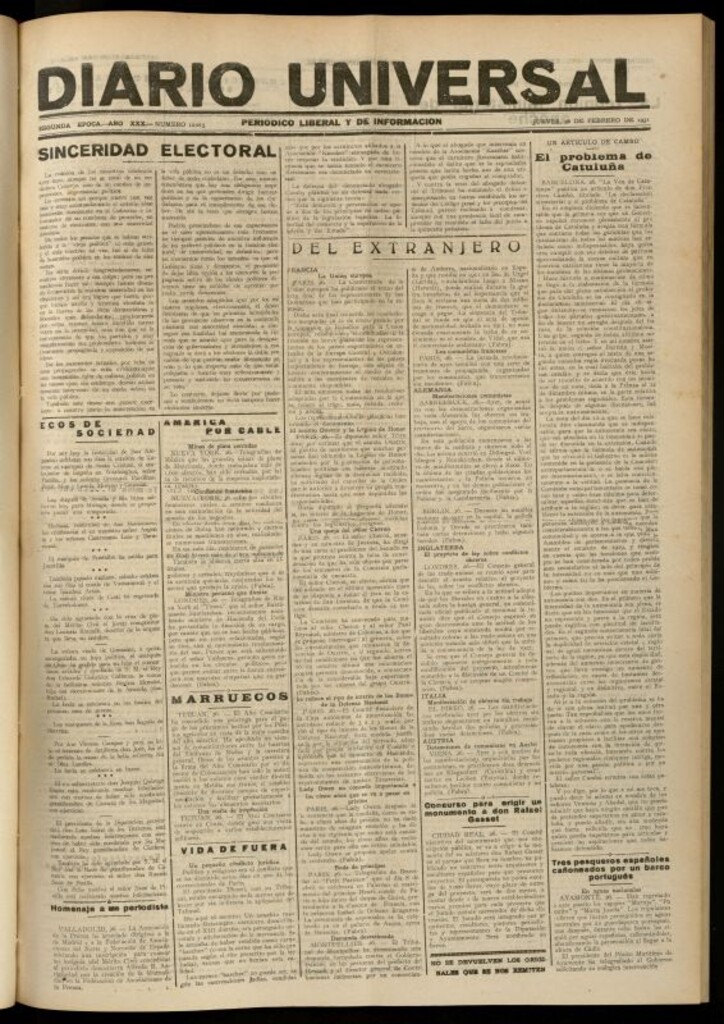 Miniatura de Diario Universal del 26 de febrero de 1931