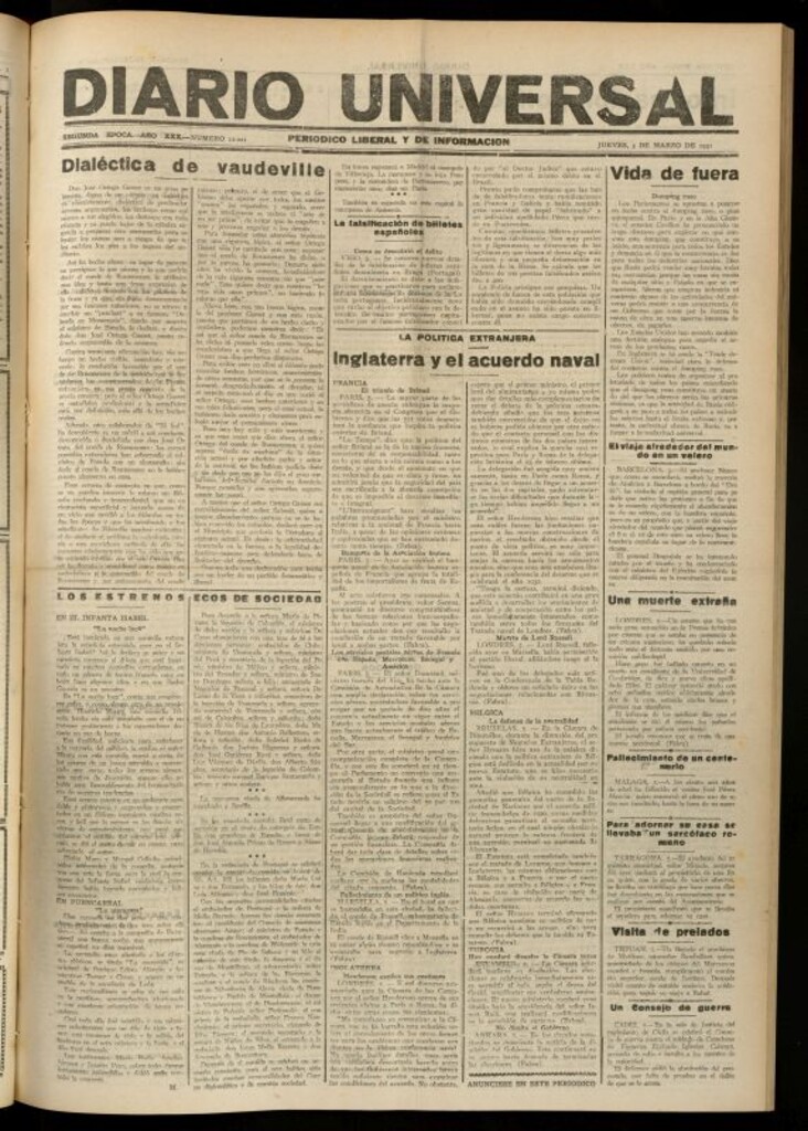 Miniatura de Diario Universal del 5 de marzo de 1931