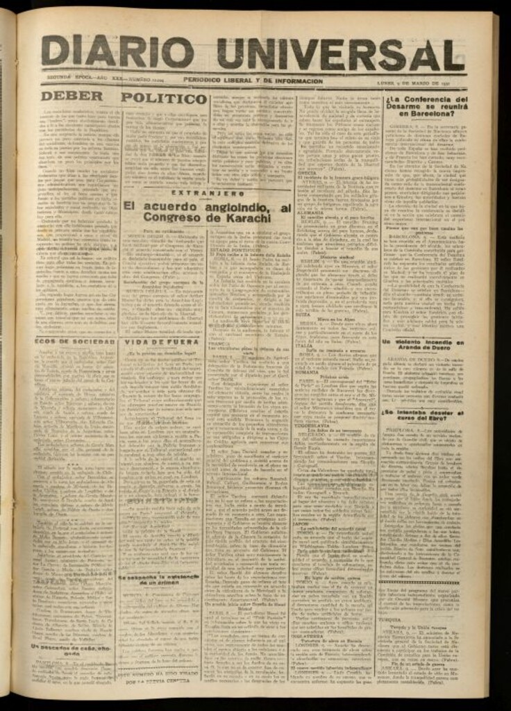 Miniatura de Diario Universal del 9 de marzo de 1931