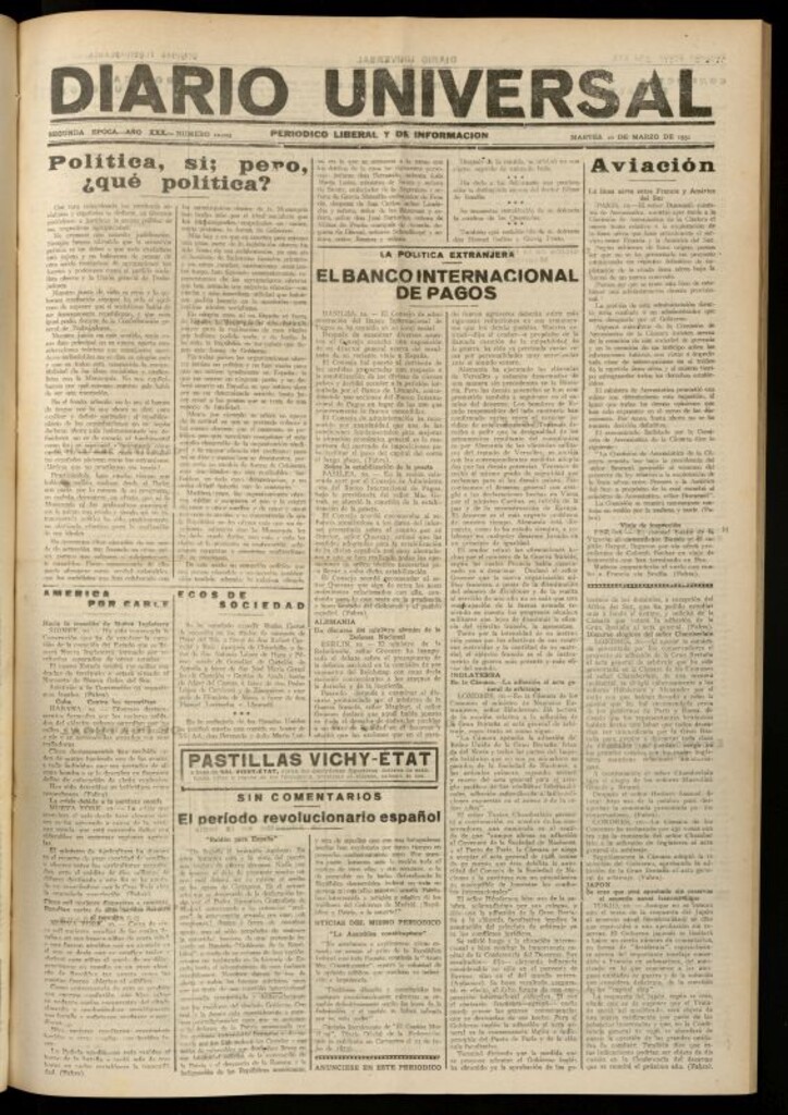 Miniatura de Diario Universal del 10 de marzo de 1931