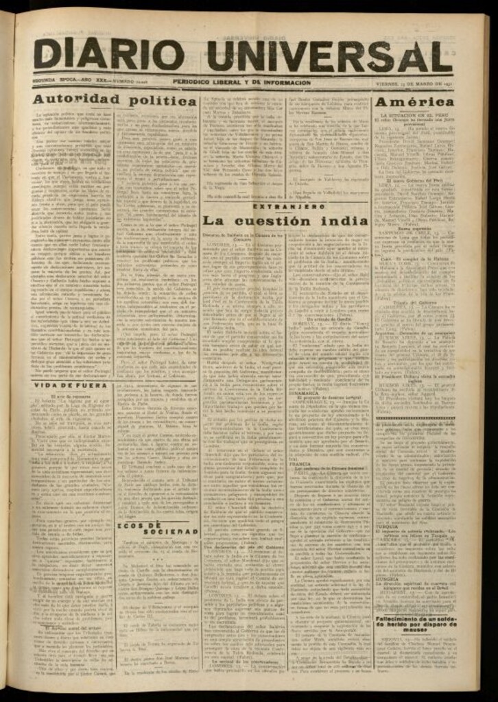 Miniatura de Diario Universal del 13 de marzo de 1931