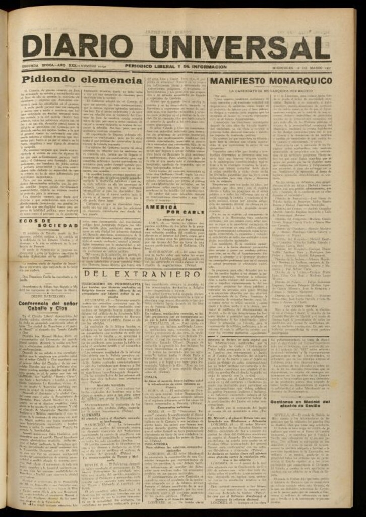 Miniatura de Diario Universal del 18 de marzo de 1931