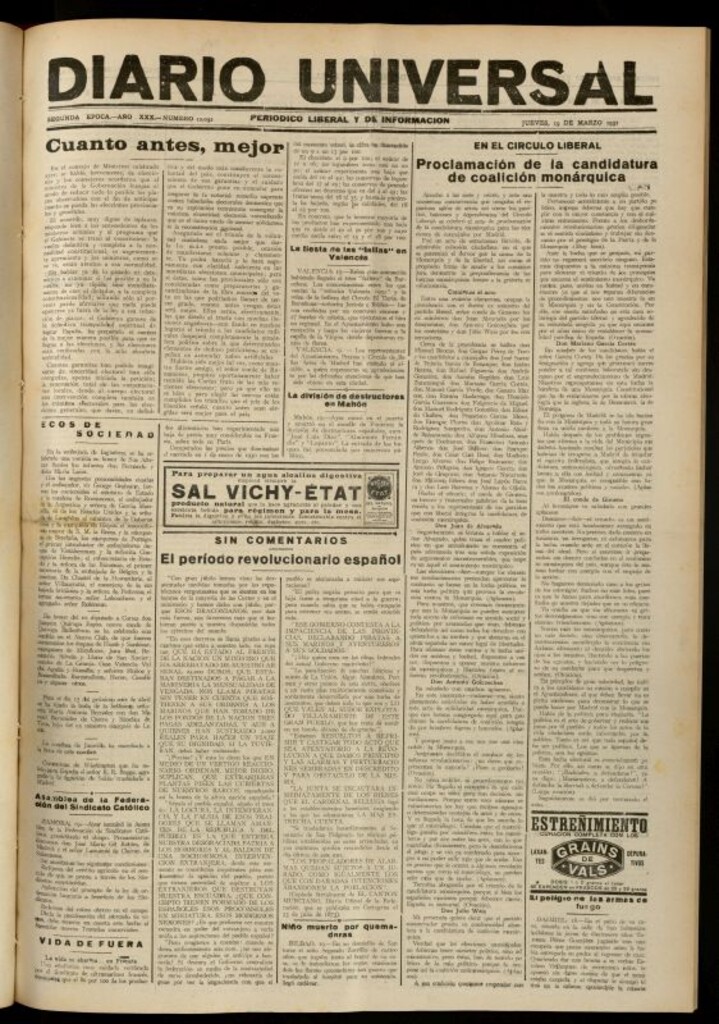 Miniatura de Diario Universal del 19 de marzo de 1931
