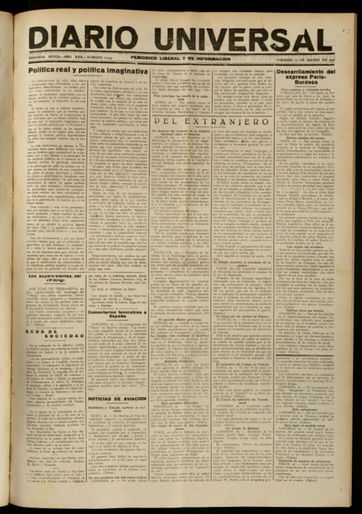 Miniatura de Diario Universal del 20 de marzo de 1931