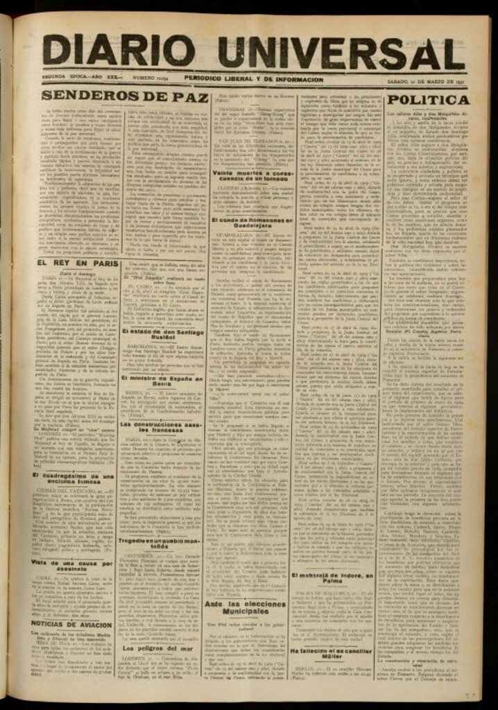Miniatura de Diario Universal del 21 de marzo de 1931