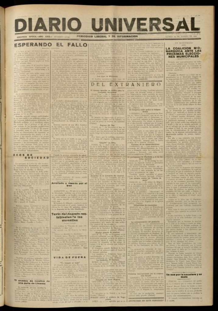 Miniatura de Diario Universal del 23 de marzo de 1931