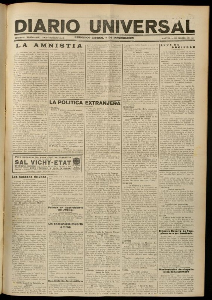 Miniatura de Diario Universal del 24 de marzo de 1931