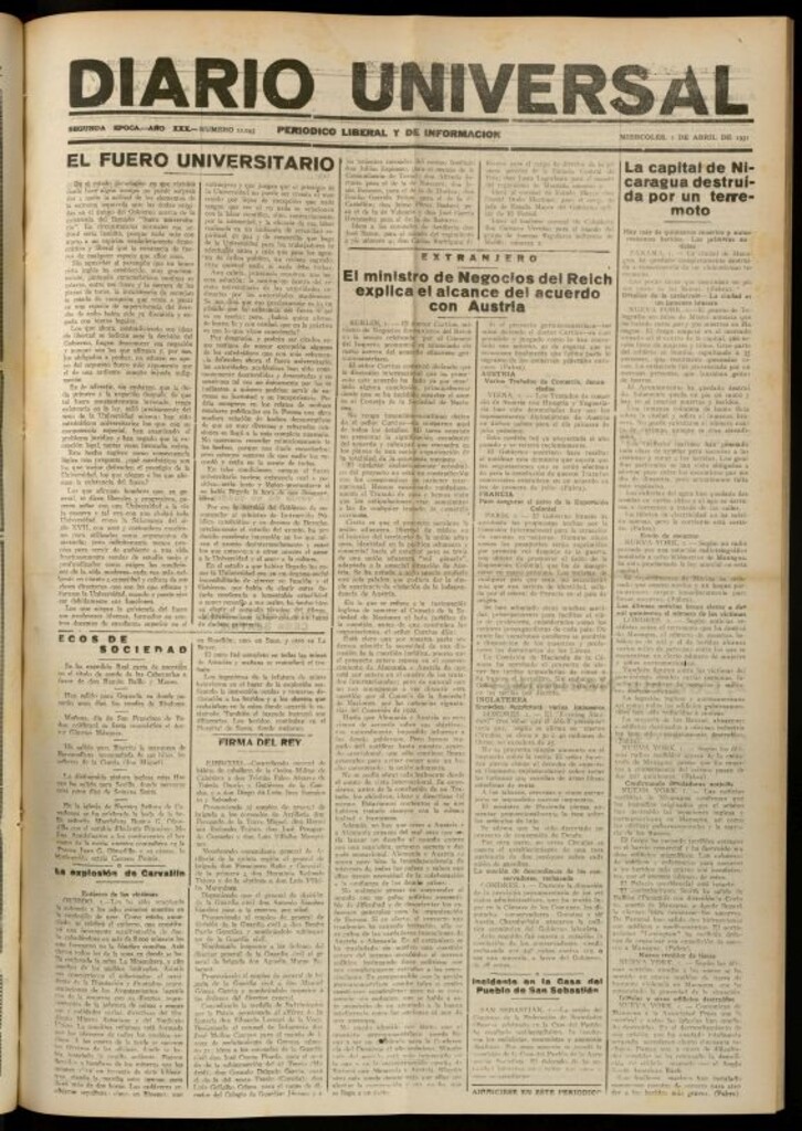 Miniatura de Diario Universal del 1 de abril de 1931