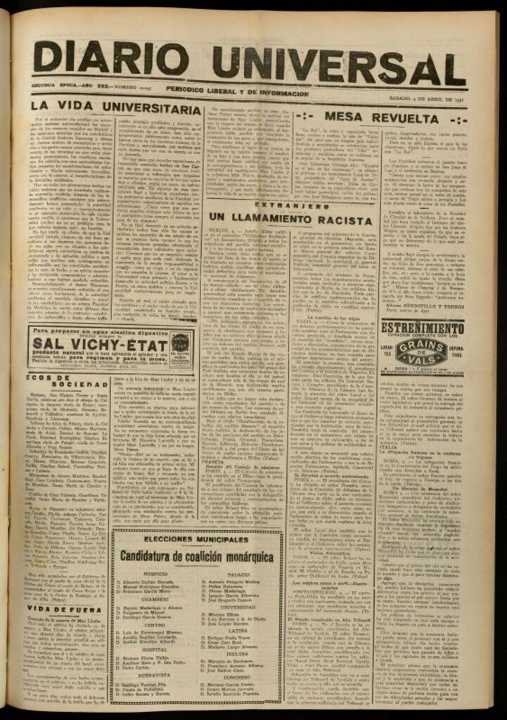 Miniatura de Diario Universal del 4 de abril de 1931