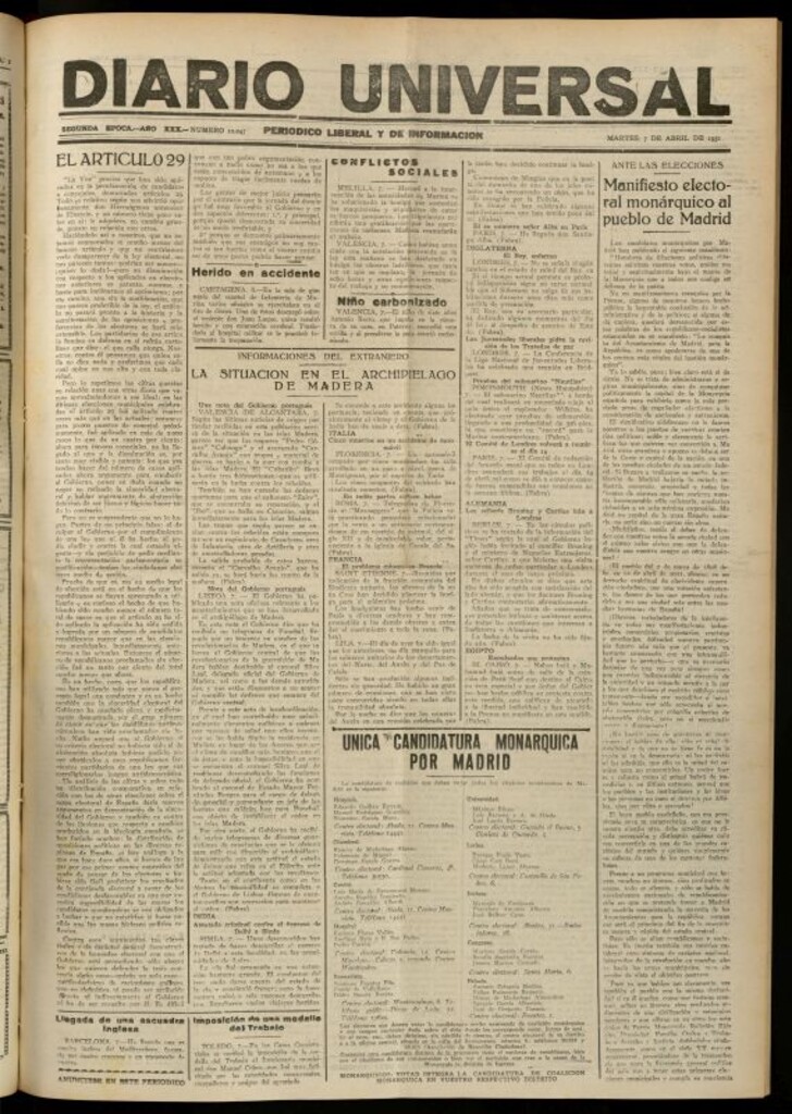 Miniatura de Diario Universal del 7 de abril de 1931