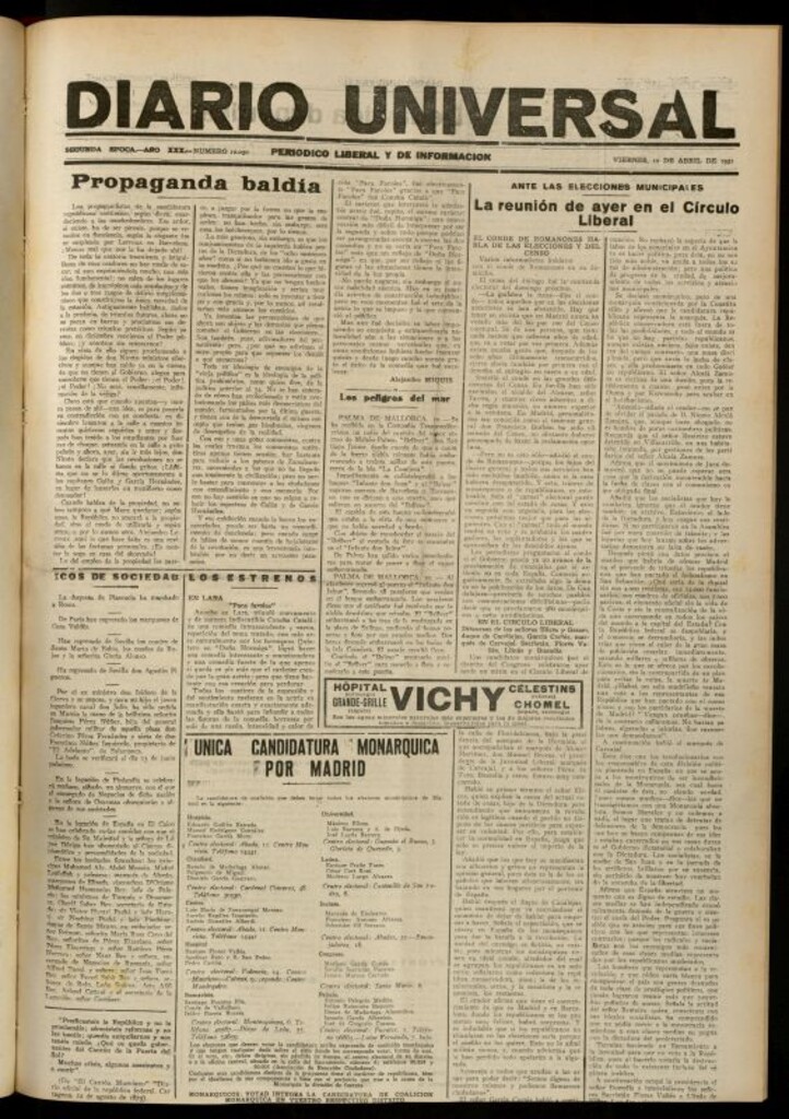 Miniatura de Diario Universal del 10 de abril de 1931