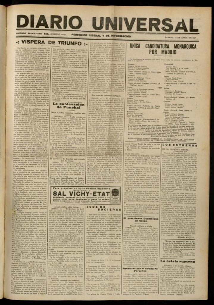 Miniatura de Diario Universal del 11 de abril de 1931