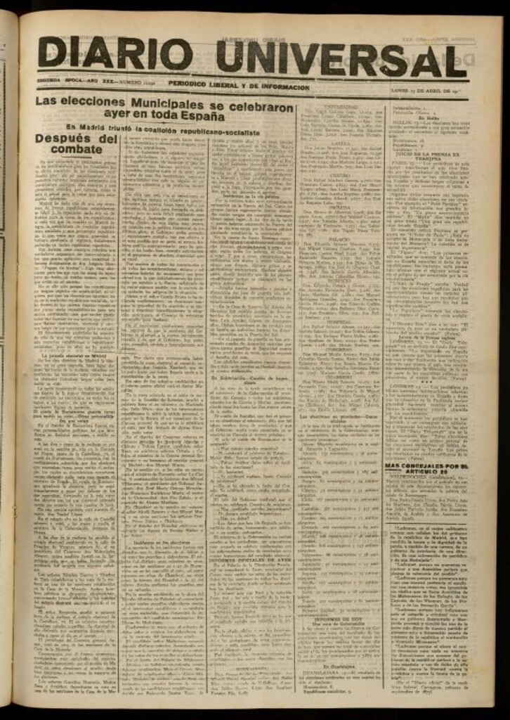 Miniatura de Diario Universal del 13 de abril de 1931